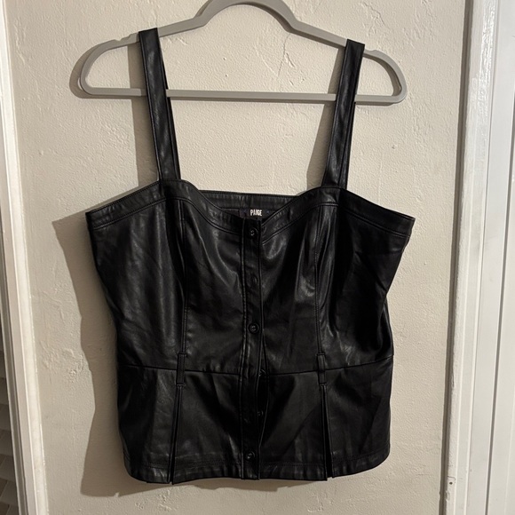 PAIGE Tops - Paige Black Faux Leather Corset Top